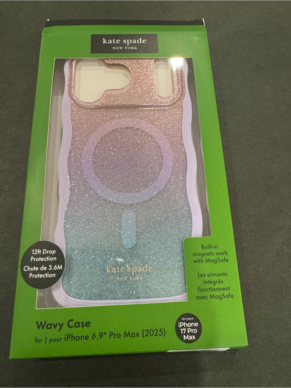 kate spade Glitter Ombre Wavy MagSafe Case — Pink, Purple & Blue
